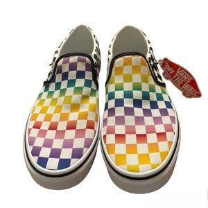 New with Box! Vans Authentic Rainbow Checkerboard Skate Shoes Women Size 10